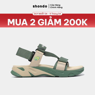 Giày Sandals Nam Nữ SHONDO F8 Êm, Thời Trang Thích Hợp Đi Làm, Đi Học Chơi Rêu Be F8M2524