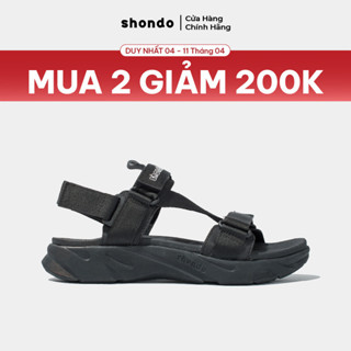 Giày Sandals Nam Nữ SHONDO F8 Thời Trang, Êm, Nhẹ, Đi Học Đi Chơi Full Đen F8M1111