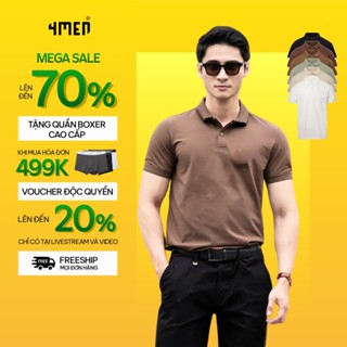Áo thun polo nam trơn vải modal 4MEN PO138 form slimfit thun cá sấu đẹp cao cấp, mềm mát, ít nhăn, trẻ trung, nhiều màu