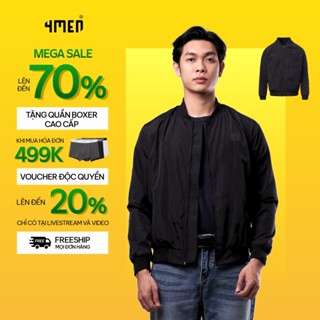 Áo khoác bomber nam 4MEN AK066, vải dù (gió) đẹp cao cấp may 2 lớp chống nắng cản gió, màu đen trẻ trung dễ mặc