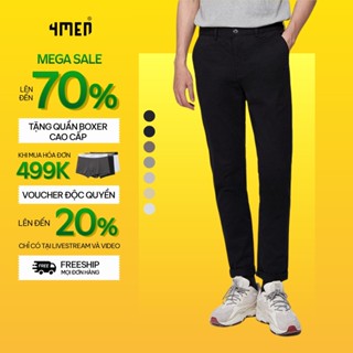 Quần kaki dài nam trơn 4MEN QK018 form slimfit ôm tôn dáng, vải mềm mại, co giãn tốt, trẻ trung