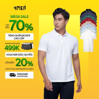 Áo thun polo nam trơn 4MEN PO153 có cổ bẻ basic form slimfit ôm đẹp trẻ trung, vải cá sấu chống nhăn mềm mịn mát giá rẻ