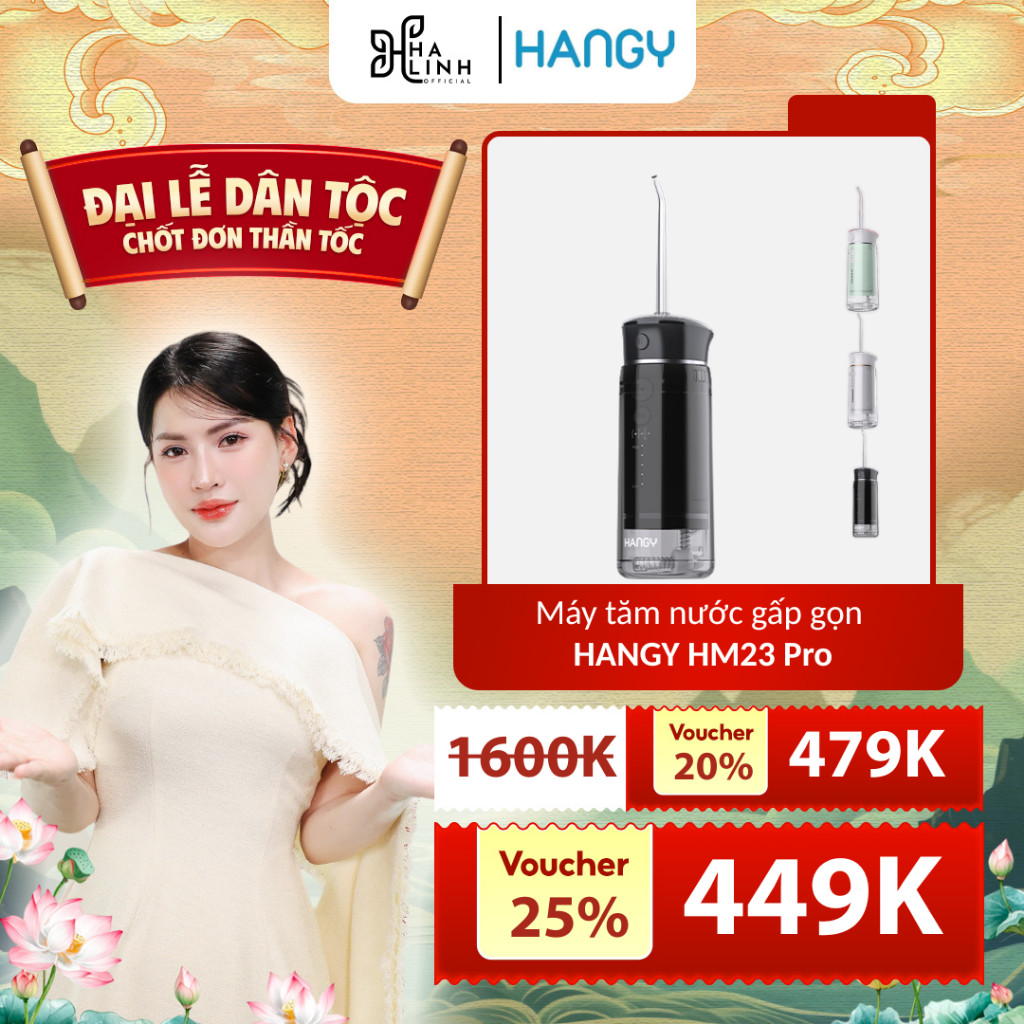 [Võ Hà Linh x Hangy] Máy tăm nước gấp gọn HM23 PRO  [1 đổi 1 trong 12 tháng]