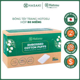 Bông Tẩy Trang Hotosu Mềm Mịn Hộp 80 Miếng Embossed Cotton Puffs Hasaki Sản Phẩm Chính Hãng