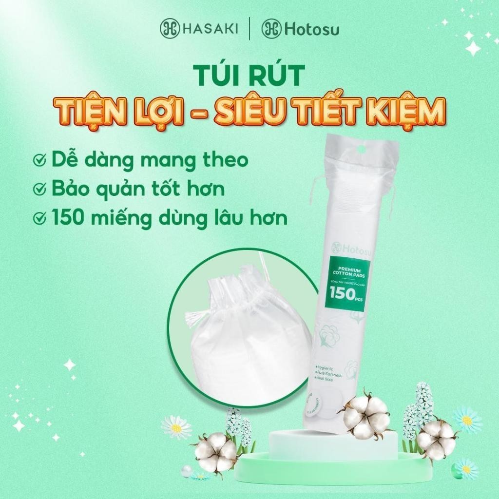 [DAILY] [100% COTTON] Bông Tẩy Trang Hotosu Cao Cấp Túi 150 Miếng/Hộp 80 Miếng Hasaki Sản Phẩm Chính Hãng | BigBuy360 - bigbuy360.vn