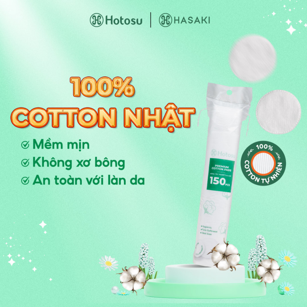 [DAILY] [100% COTTON] Bông Tẩy Trang Hotosu Cao Cấp Túi 150 Miếng/Hộp 80 Miếng Hasaki Sản Phẩm Chính Hãng | BigBuy360 - bigbuy360.vn