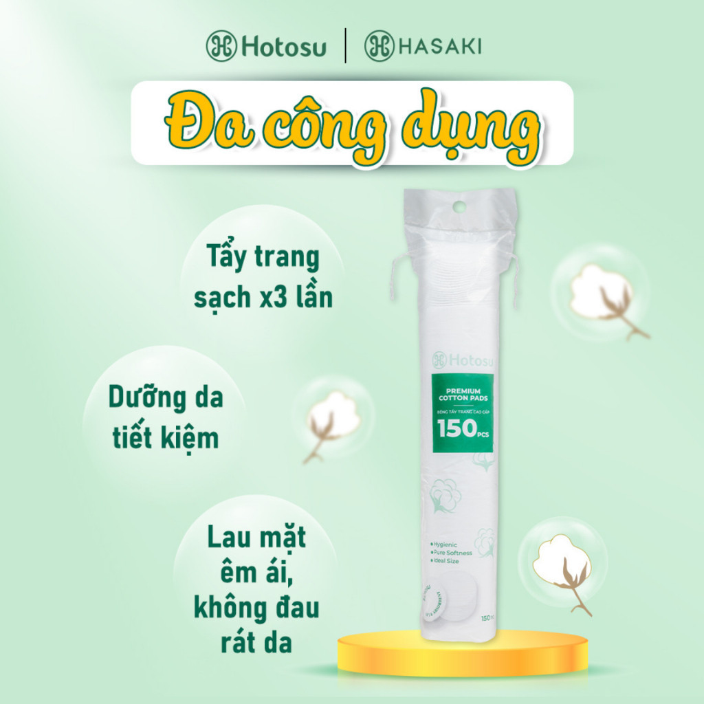 [DAILY] [100% COTTON] Bông Tẩy Trang Hotosu Cao Cấp Túi 150 Miếng/Hộp 80 Miếng Hasaki Sản Phẩm Chính Hãng | BigBuy360 - bigbuy360.vn