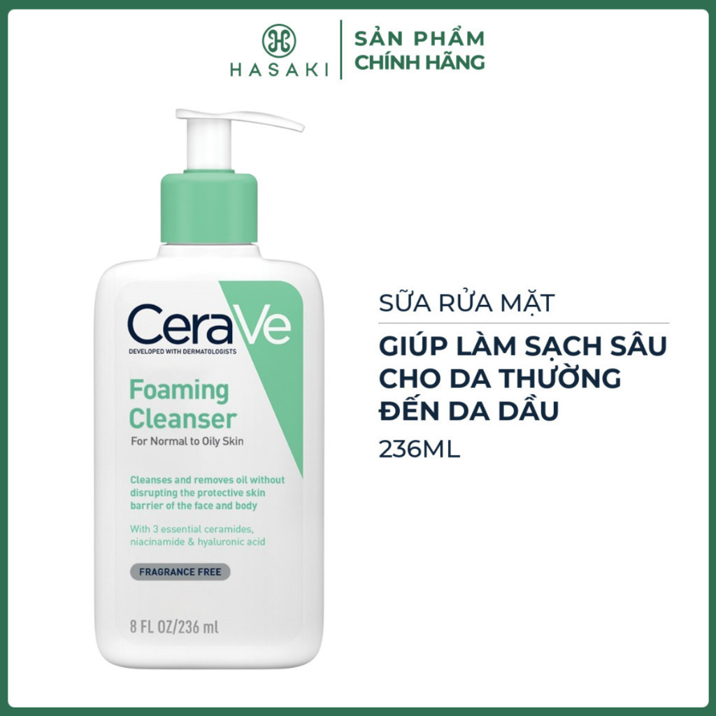 Sữa Rửa Mặt Cerave Sạch Sâu Cho Da Thường Đến Da Dầu, Da Khô Hasaki Sản Phẩm Chính Hãng