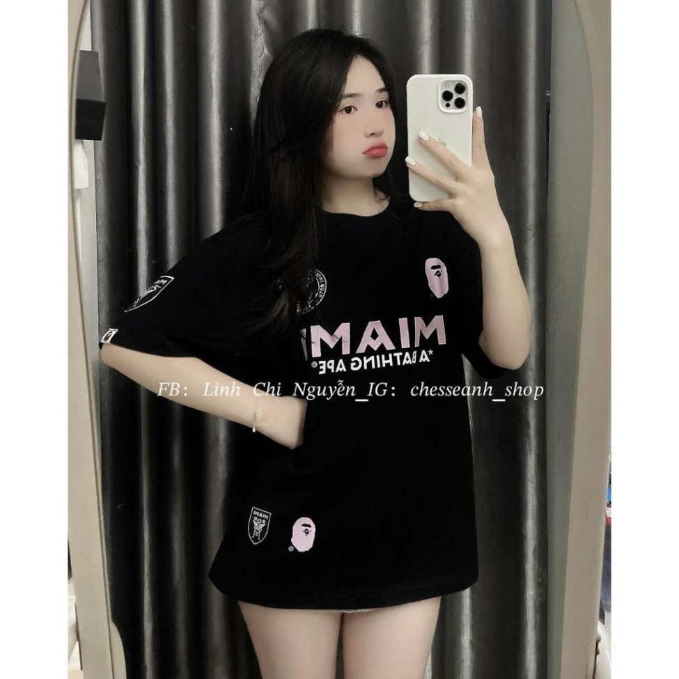 ÁO THUN BAPE MIAMI FORM RỘNG NAM NỮ CHẤT COTTON DÀY DẶN FULL TAG TÚI ZIP