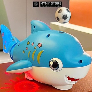 Đồ chơi cá mập thổi bóng có nhạc và đèn led vui nhộn cho bé, giúp bé nâng cao kỹ năng tập bò Mymy Store