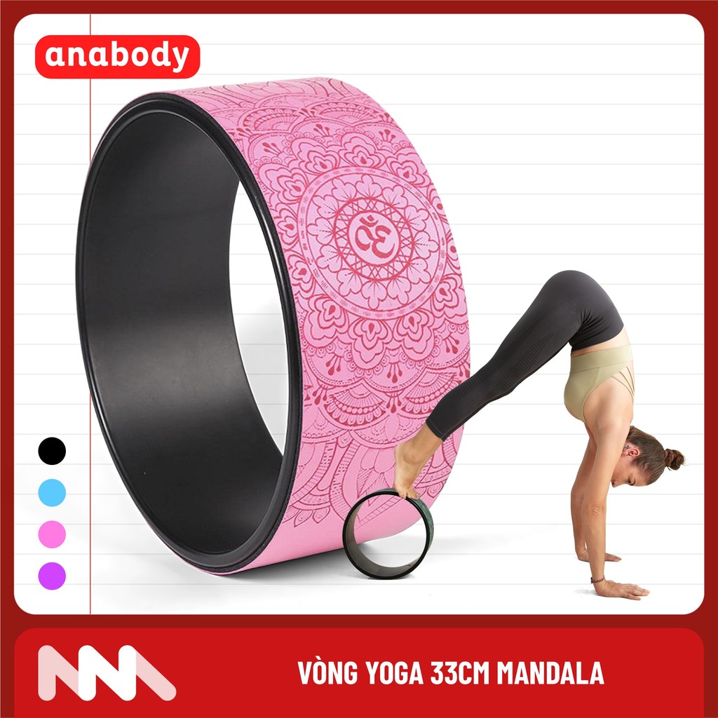 Vòng Tập Yoga 33cm Bọc Cao Su Pu Họa Tiết Mandala Chống Trơn Trượt Khung Nhựa Cứng - Vong33cmPU