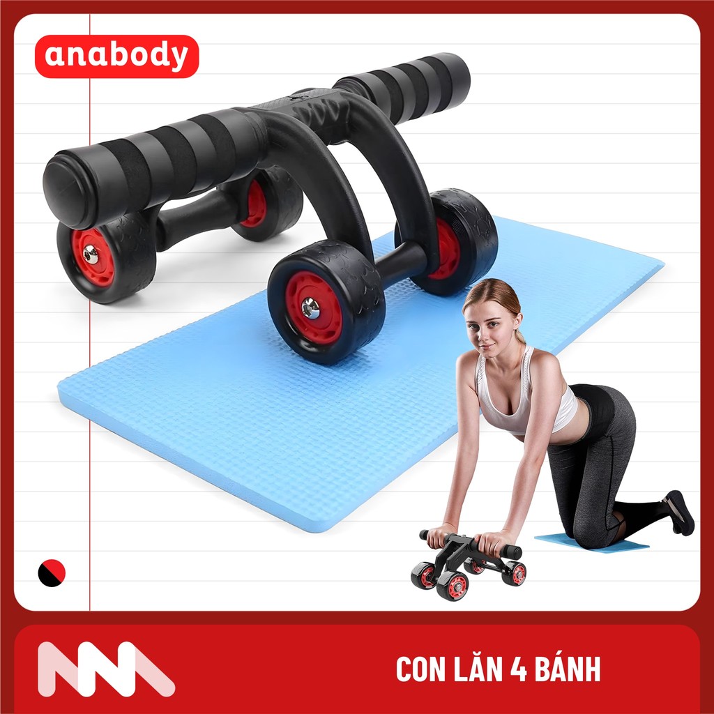 [Kèm Thảm Lót] Con Lăn Tập Bụng 4 Bánh - ConLan4Banh