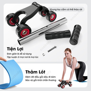 [Kèm Thảm Lót] Con Lăn Tập Bụng 4 Bánh - ConLan4Banh