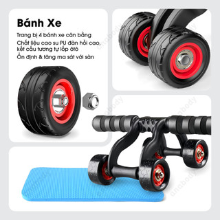 [Kèm Thảm Lót] Con Lăn Tập Bụng 4 Bánh - ConLan4Banh