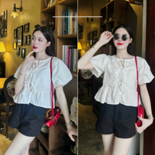 Áo Babydoll Dáng Ngắn Áo Kiểu Croptop Tay Phồng Thắt Nơ (Tặng Kèm Áo 2 Dây Trong) 20 tháng 05 shop M209