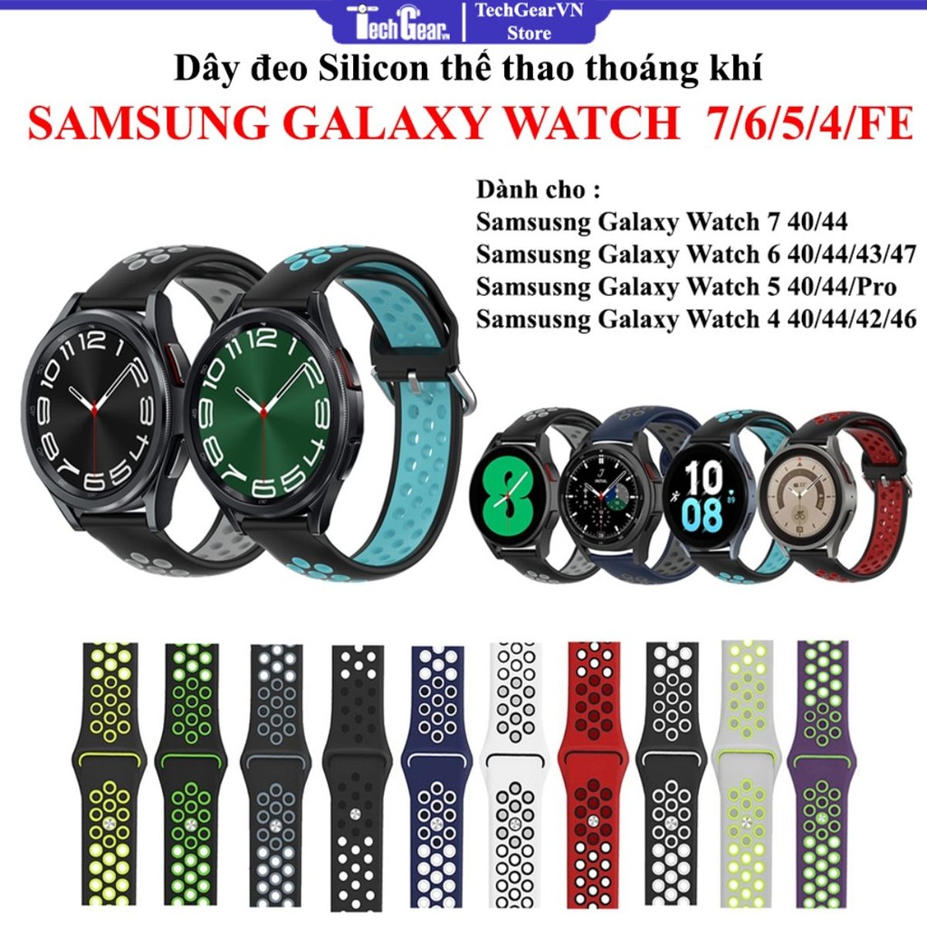 Dây đeo silicon thể thao cho Samsung Galaxy Watch 7,Watch Fe,Galaxy Watch 6,Watch 5,Watch 4