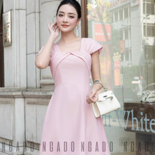 Đầm gấm hồng tay con NGADO, đầm dự tiệc, đầm hẹn hò sang trọng