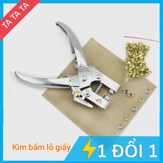 Kìm bấm lỗ giấy, dụng cụ bấm lỗ tròn 5mm dày 30 tờ kèm 100 khoen trên giấy, da, bạt (không bấm lỗ trên vải)