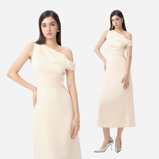 RECHIC Đầm dài Sierra dáng suông nhẹ lệch vai chiết eo sang trọng thanh lịch