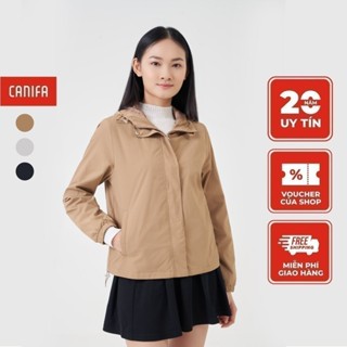 Áo khoác gió nữ CANIFA chất liệu gió hai lớp dài tay có mũ 6OT23W020