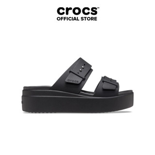 Dép Xăng Đan Đế Xuồng Nữ Crocs Brooklyn Buckle - Black