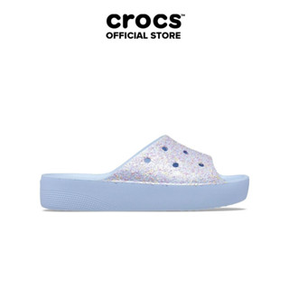 Dép Quai Ngang Nữ Crocs Classic Platform Glitter - Blue Calcite