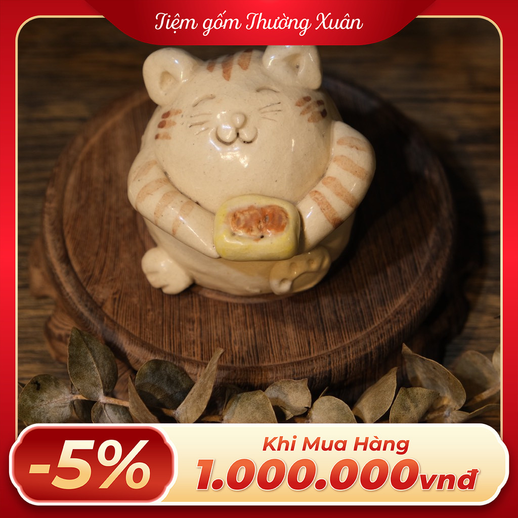 Tượng decor mèo vui vẻ