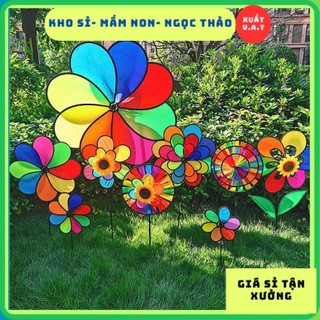  Chong Chóng Vải 8 Cánh Cầu Vồng 50cm-Chong Chóng 2 Tầng Giá Rẻ Trang Trí Xe Trà Sữa - Xe Caffe 