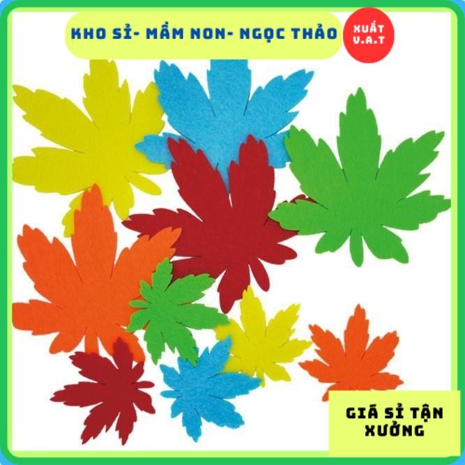 lá phong 3 màu vải nỉ trang trí trong lớp học mầm non