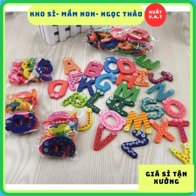 [Kho Sỉ] Bộ chữ số gỗ nam châm (Wooden Magnetic Letters/Numbers)