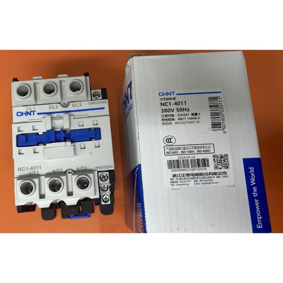 (Chint) Khởi động từ 3P Chint NC1-4011,NC1-5011,NC1-6511 Cuộn ĐK 380V, 220V, 110V, 48V. 36V, 24V