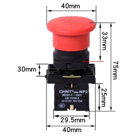 (Chint ) Nút dừng khẩn Chint NP2-ES542 , 1NC