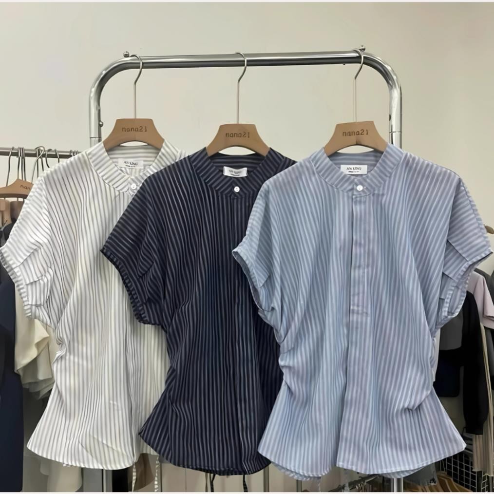 Áo sơ mi kẻ chiết eo A328, áo kiểu nữ Hàn Quốc cực xinh