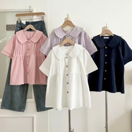 Áo babydoll nhiều màu cổ sen xếp ly A324, áo sơ mi kiểu nữ Hàn Quốc