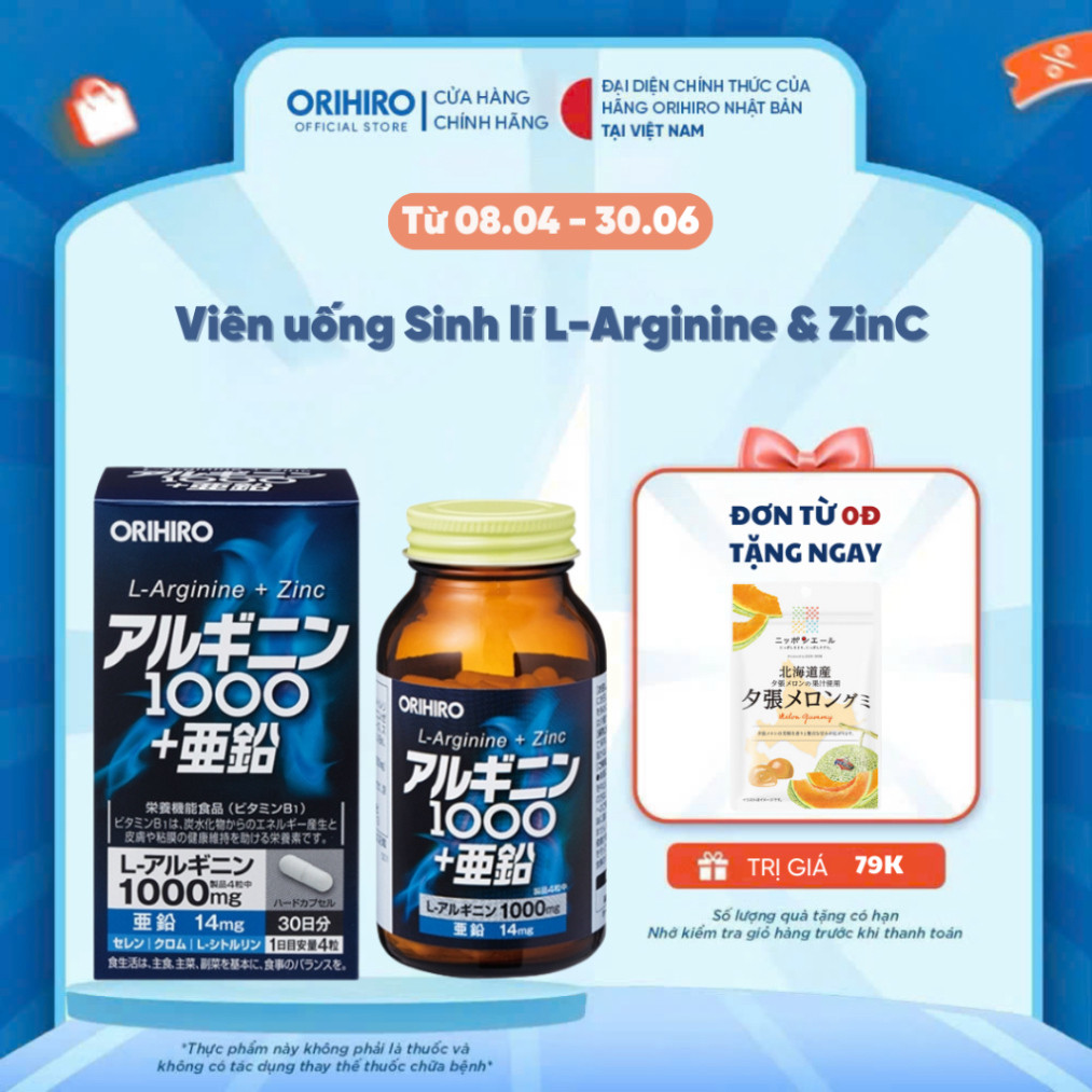 Viên uống tăng cường sinh lý nam giới L-Arginine 1000mg và Zinc Orihiro 120 viên