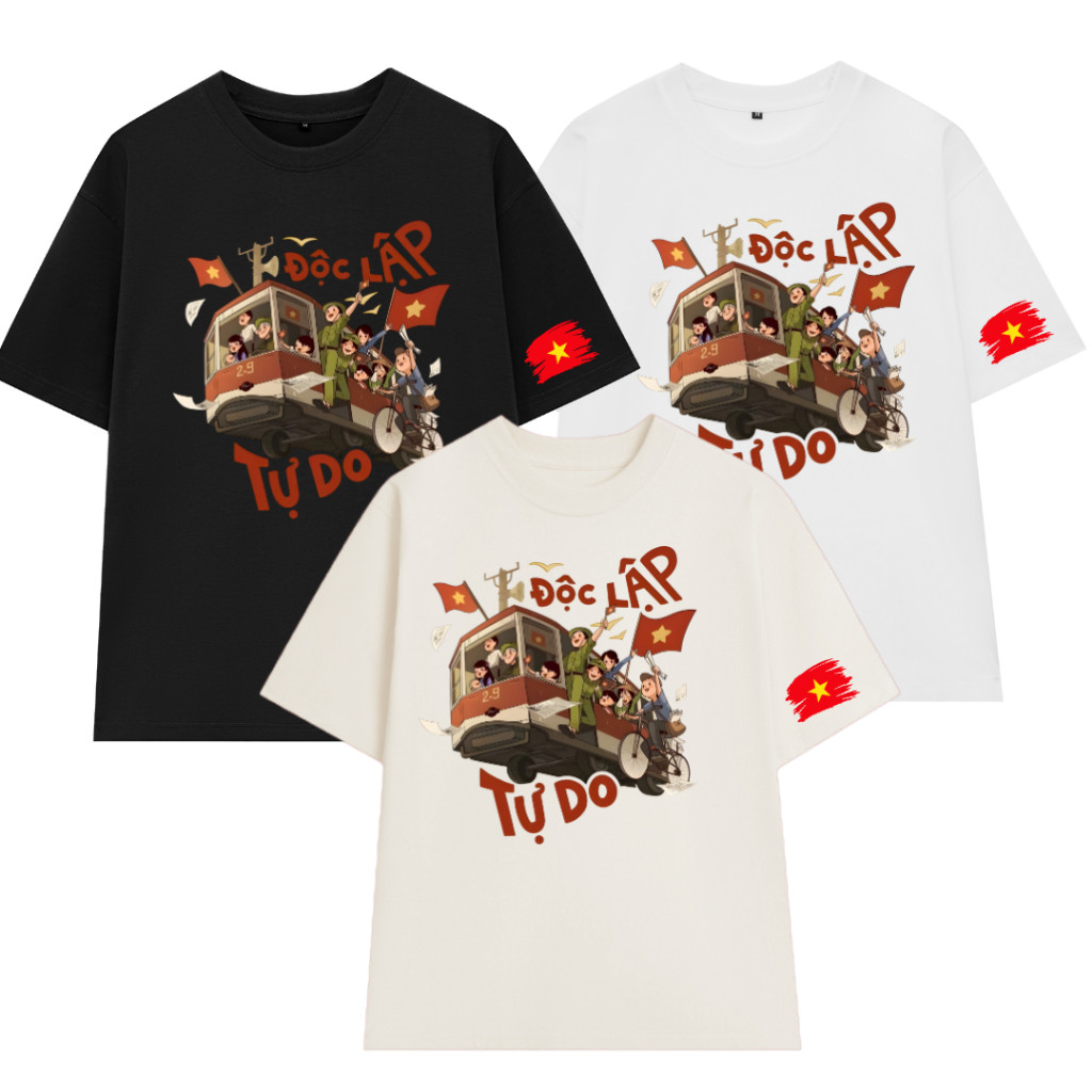 Áo thun Độc Lập Tự Do Ấm No Hạnh Phúc áo phông Việt Nam yêu nước form rộng tay lỡ UT