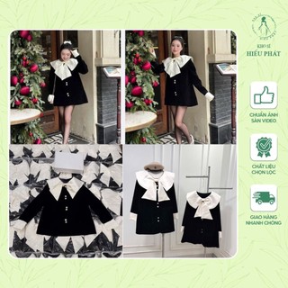 Váy nhung tay dài cổ nơ dáng chữ A ngắn nhẹ nhàng nữ tính 3 size S/ML cho nữ