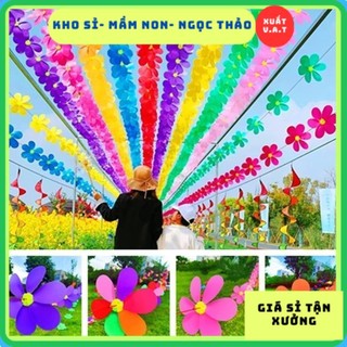 Chong chóng hoa treo dây 10m 10 bông hoa- chong chóng 6 cánh 6 màu giá rẻ trang trí trường học,mầm non,khu du lịch
