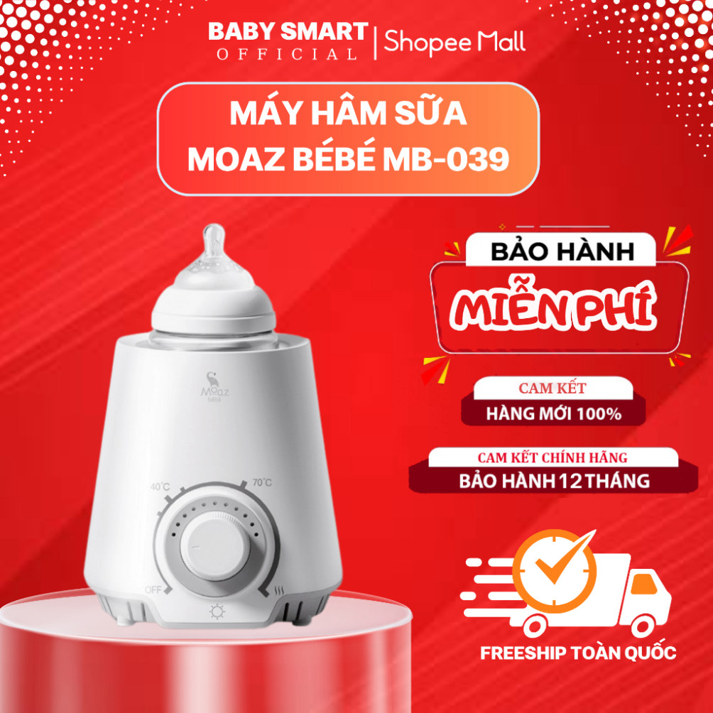 Máy hâm sữa tiệt trùng Moaz BeBe MB039 rã đông, tiệt trùng kèm phụ kiện cốc hâm nóng bảo hành 12 thá