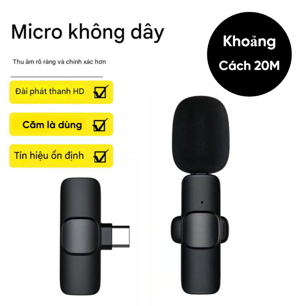 Mic Thu Âm Không Dây Cài Áo K9  Khử Tiếng Ồn Dùng Livetream Ghi Âm Quay Video Đàm Thoại | BigBuy360 - bigbuy360.vn