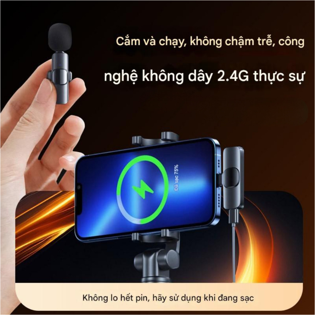 Mic Thu Âm Không Dây Cài Áo K9  Khử Tiếng Ồn Dùng Livetream Ghi Âm Quay Video Đàm Thoại | BigBuy360 - bigbuy360.vn