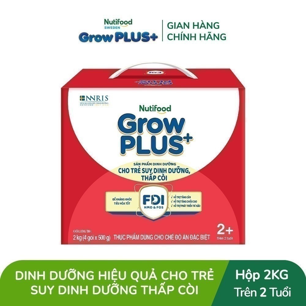 [LIVESTREAM KOL] Sữa bột Nutifood GrowPLUS+ Suy Dinh Dưỡng (Đỏ) 2+ - Tăng Cân, Tăng Chiều Cao (Hộp 2