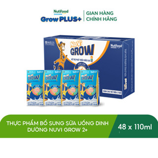  Sữa bột pha sẵn Nuvi Grow 2+ hỗ trợ phát triển chiều cao trí não Thùng 48 hộp x 110ml 
