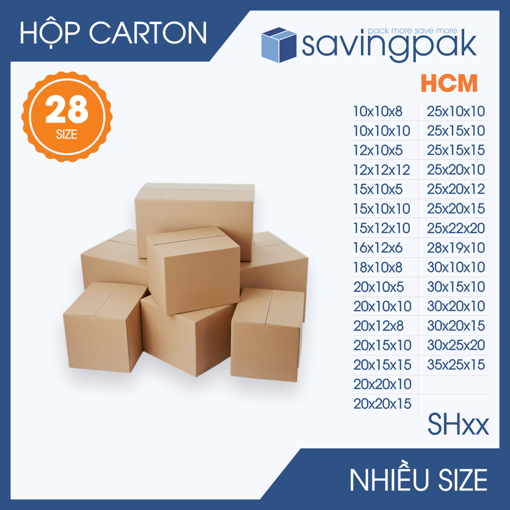 SH - Combo 20 hộp carton đóng hàng giá siêu rẻ - Nhiều size - Hộp gói hàng, thùng carton
