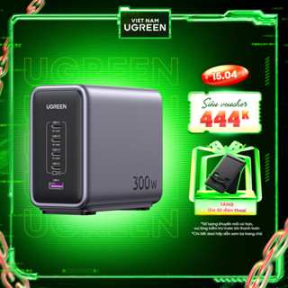 Bộ sạc nhanh để bàn UGREEN 300W Nexode GaN Pro CD333| 5 cổng sạc - Cáp sạc USB C 240W 1,5m | BH 18 tháng 1 đổi 1 90903B