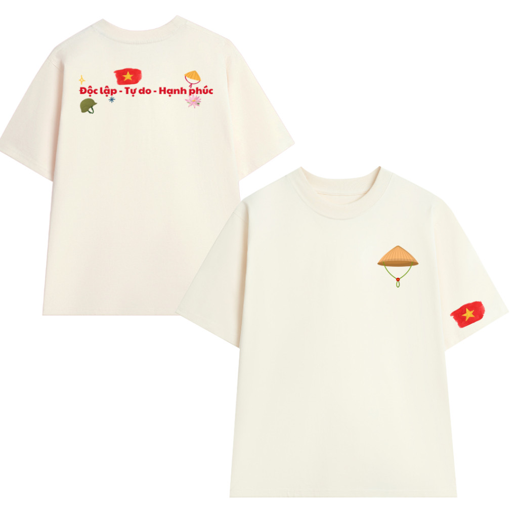 UT Áo Thun UNISEX form rộng nam nữ in hình 2 mặt Nón Lá Việt Nam yêu nước chất Cotton mềm mịn co dãn 2c