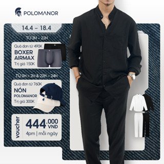 COMBO Quần dài nam LINEN + Áo sơ mi nam LINEN POLOMANOR chất đũi cao cấp, mềm mại thoải mái, nam tính