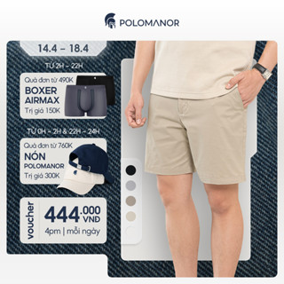 Quần short nam ngắn POLOMANOR vải kaki xuất xịn, lưng đai thun, co giãn 2 chiều, chuẩn form