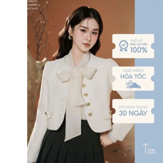 Áo khoác dạ nhung thiết kế TIINSTORE sang chảnh viền dây 2 nắp túi công sở dự tiệc thanh lịch ADK921
