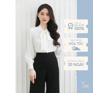 Áo sơ mi cổ nơ vai nhún tay TIIN STORE thiết kế công sở thanh lịch AHD260